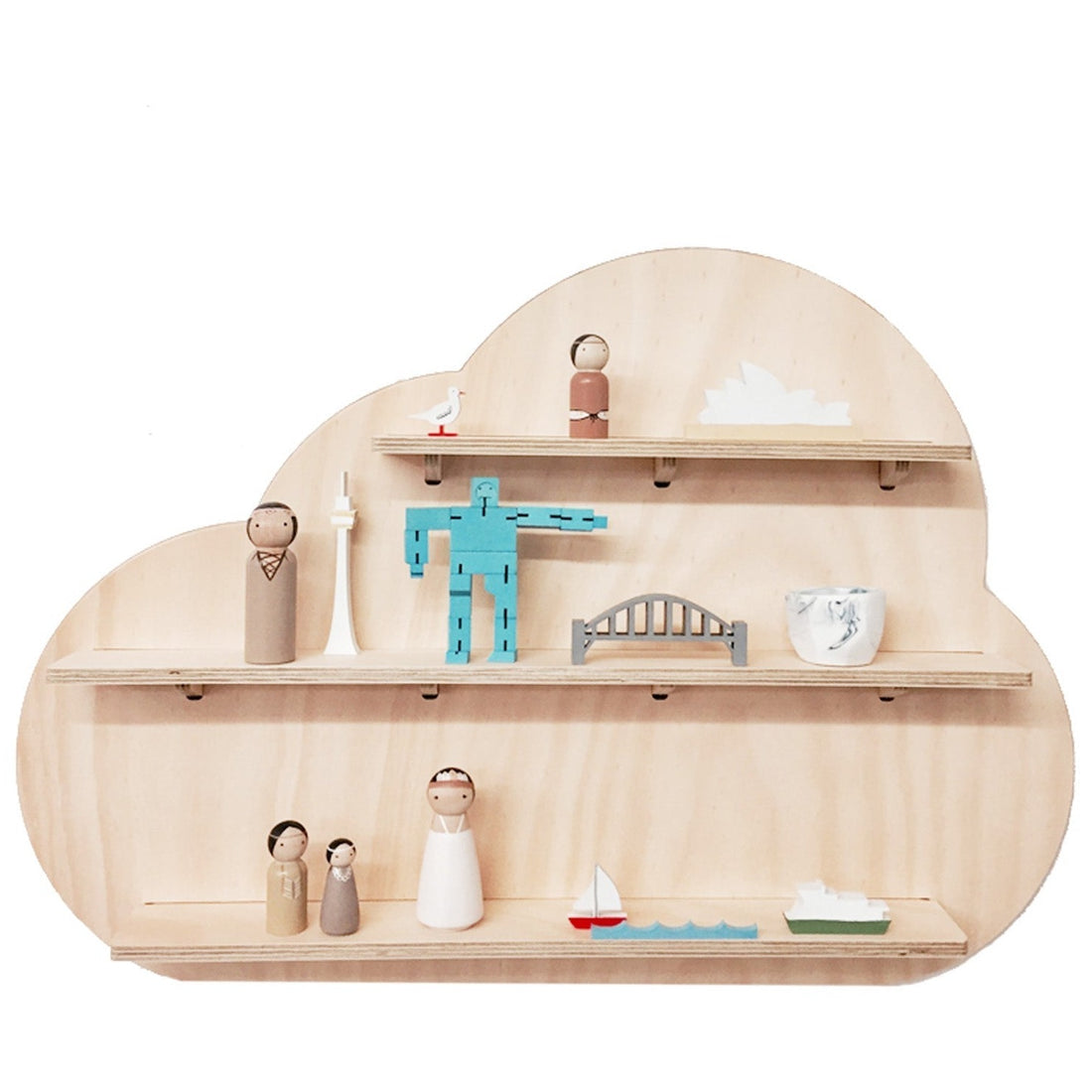 Dream Cloud Shelf – Wooden Hanging Wall - MIDMINI - Plywood Furniture
